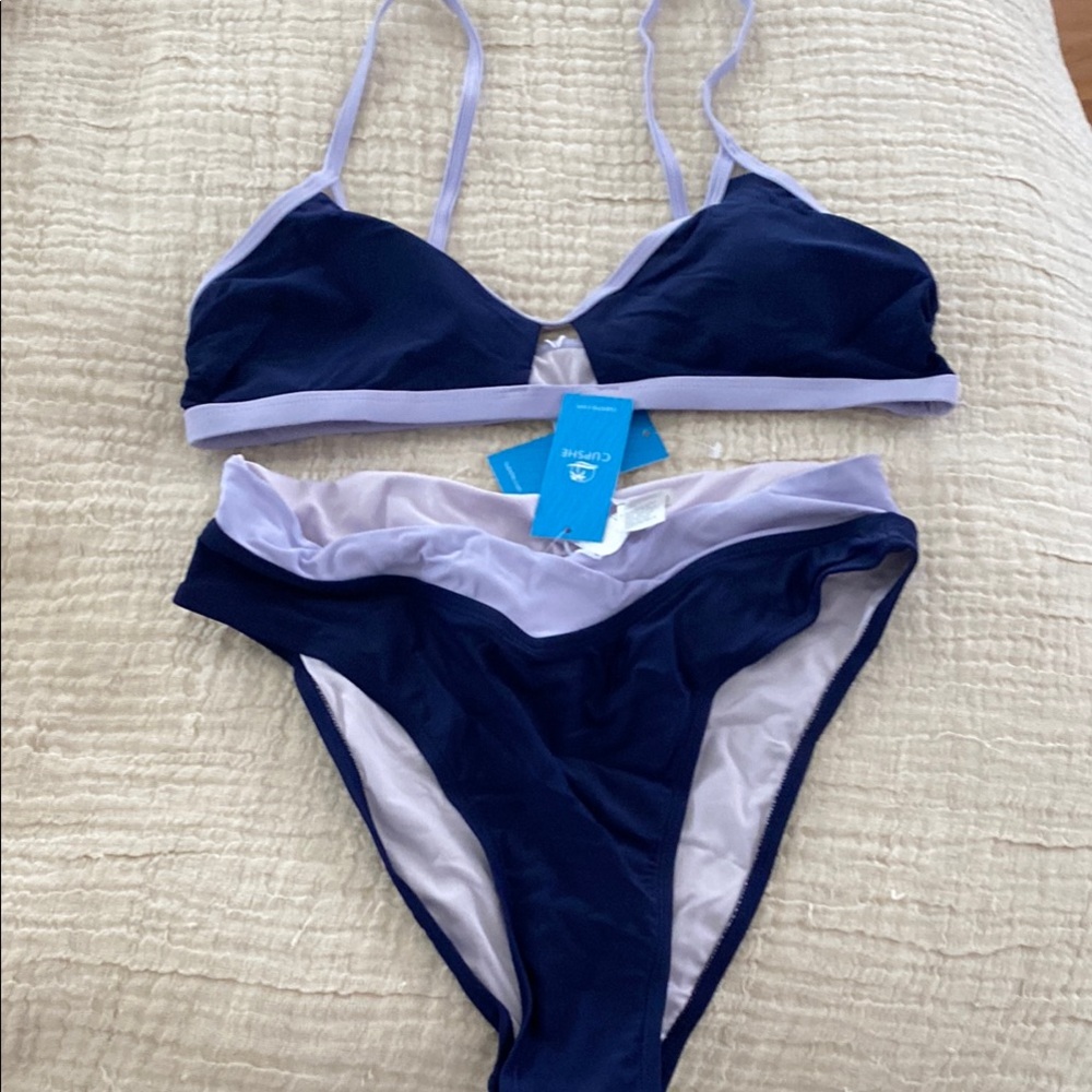 Cupshe Navy and Lavender Bikini Set